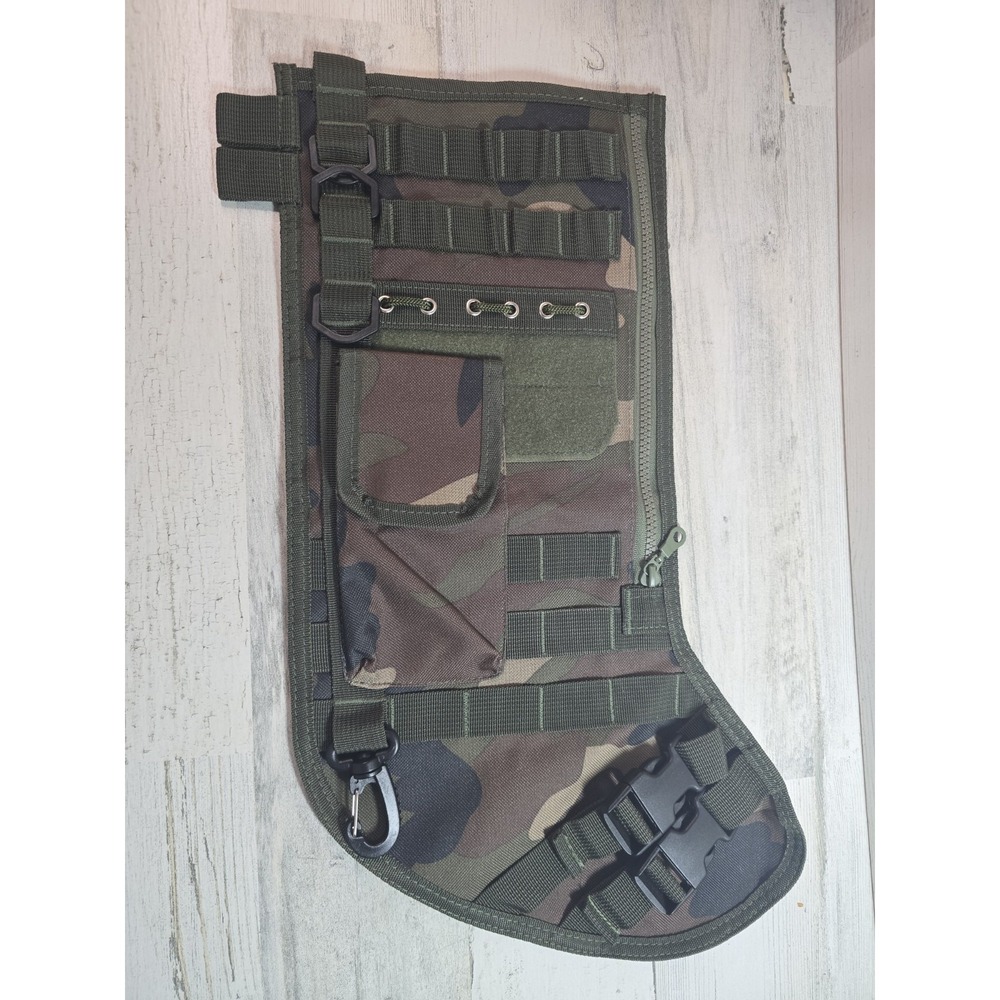 Tactical Christmas Stocking Woodland Camo MOLLE Military Style Utility Bag